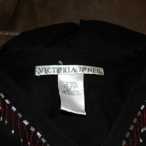 BOOTS Victoria Jones Appliqued Embellished Beaded Tee Shirt Women's Size Large - Picture 4 of 4